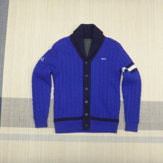 (100) 루이까스텔 숄카라 꽈배기 니트 방풍 가디건