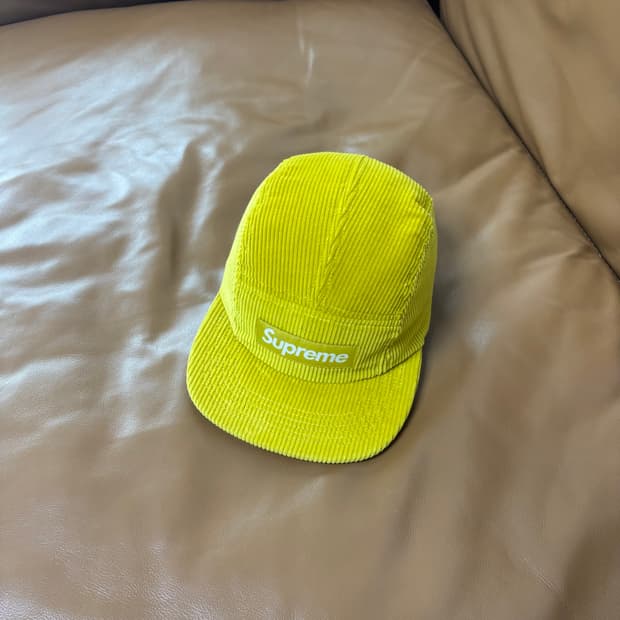 Supreme 슈프림 코듀로이 라임 옐로우 캠프캡 모자 (Yellow)