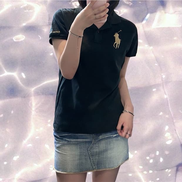폴로 랄프로렌 빅포니 치프키프 반팔 카라 티셔츠 블랙 골드 M