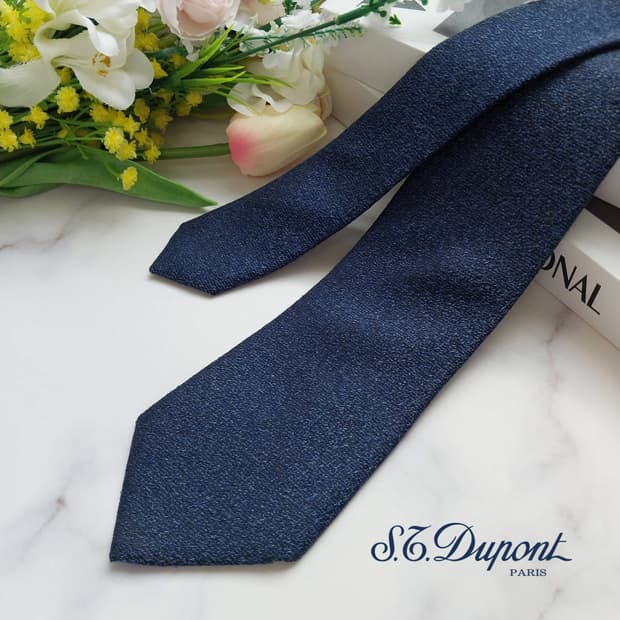에스 티 듀퐁 네이비 솔리드 슬림 넥타이 7.5cm B등급 K922
