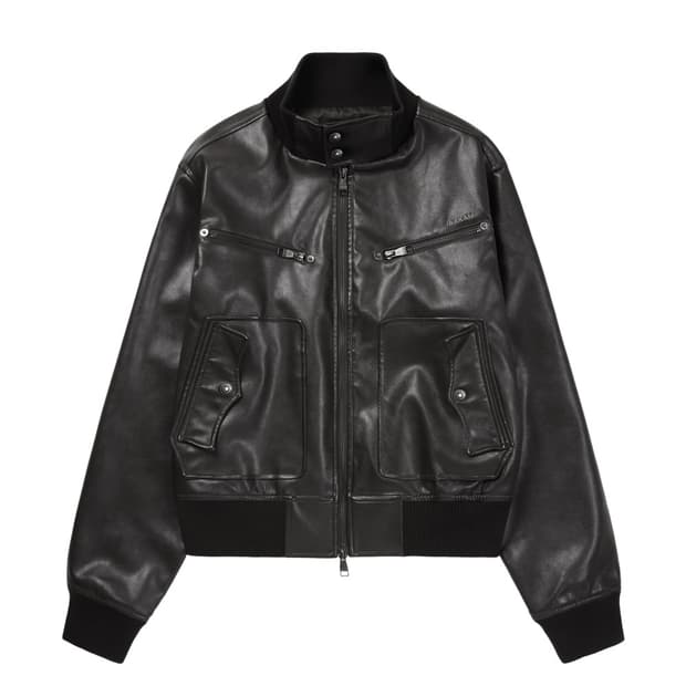 택달린새거)아캄 하이넥 레더 자켓 브라운 1 미스치프 산산기어 코이세이오