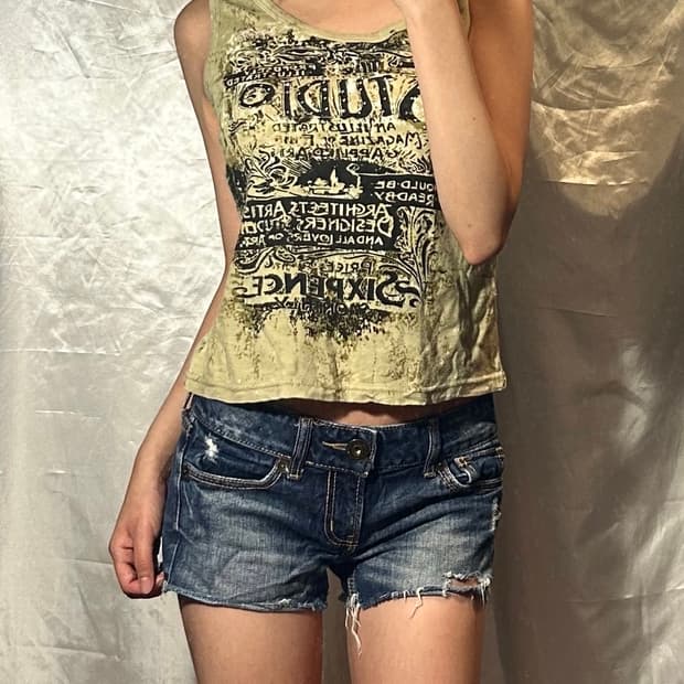 punk cubic detailed y2k sleeveless