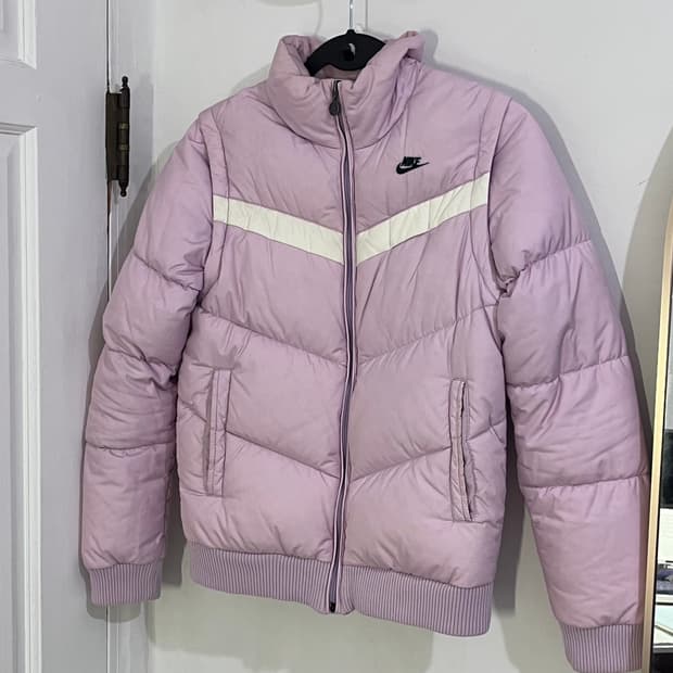 나이키 조끼 탈부착 패딩 연보라색