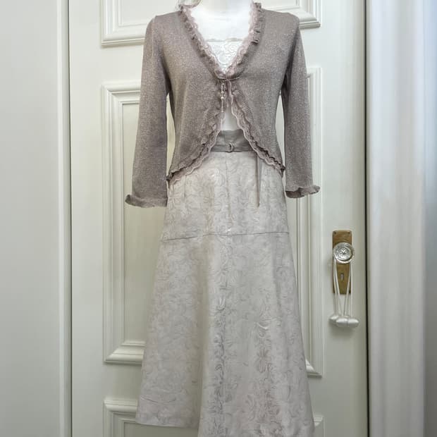 dark lavender glitter lace trim cardigan
