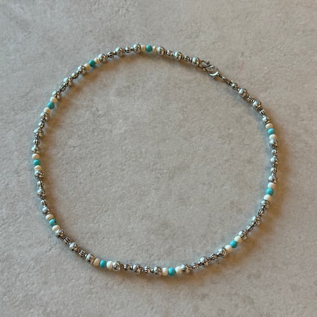 실버 산호석 터키포인트 레이어드 목걸이