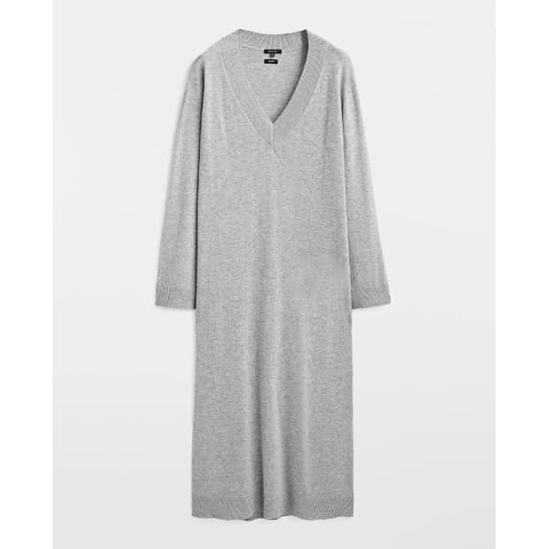 마시모두띠 브이넥 캐시미어 니트 롱원피스