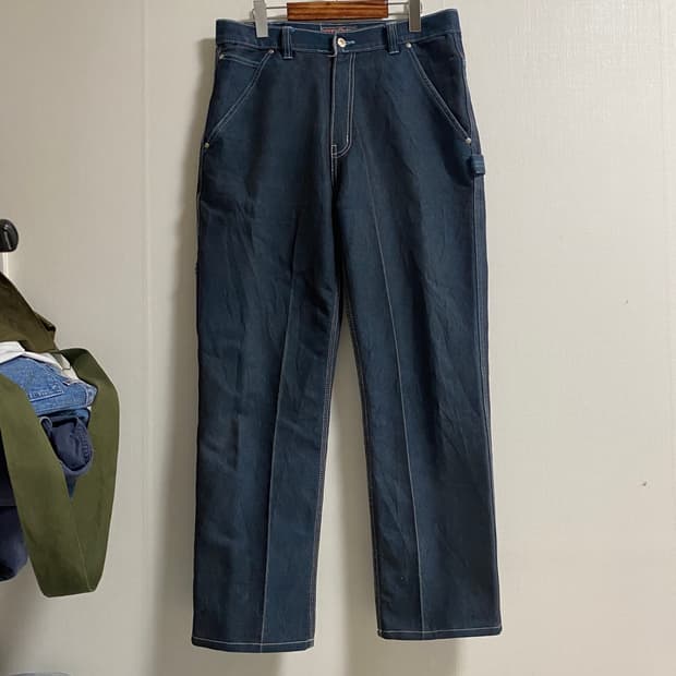 (34)USA 빈티지 네온블루 워싱 카펜터 워크 데님 팬츠