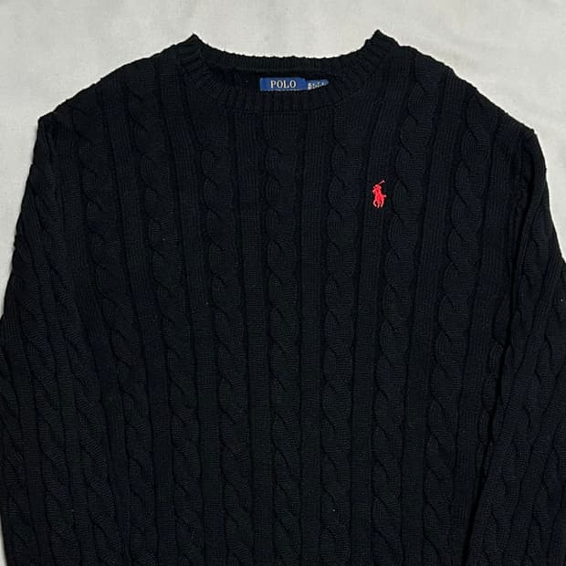 XL 폴로랄프로렌 블랙 케이블 니트