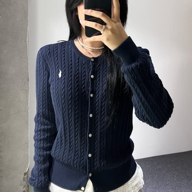 폴로 랄프 로렌 베이직 포니 케이블 가디건