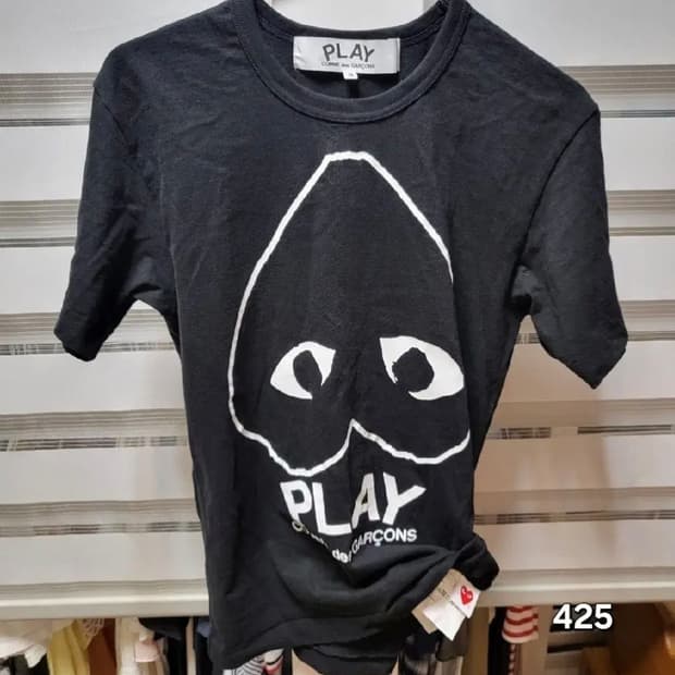 425 ) 20만 구입 정품 최상급 꼼데가르송 블랙S 남녀공용 반팔