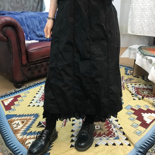 빈티지 여성 블랙 레이스 스커트 