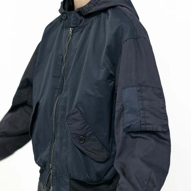 폴리테루 밀 블록 파카 다크 네이비