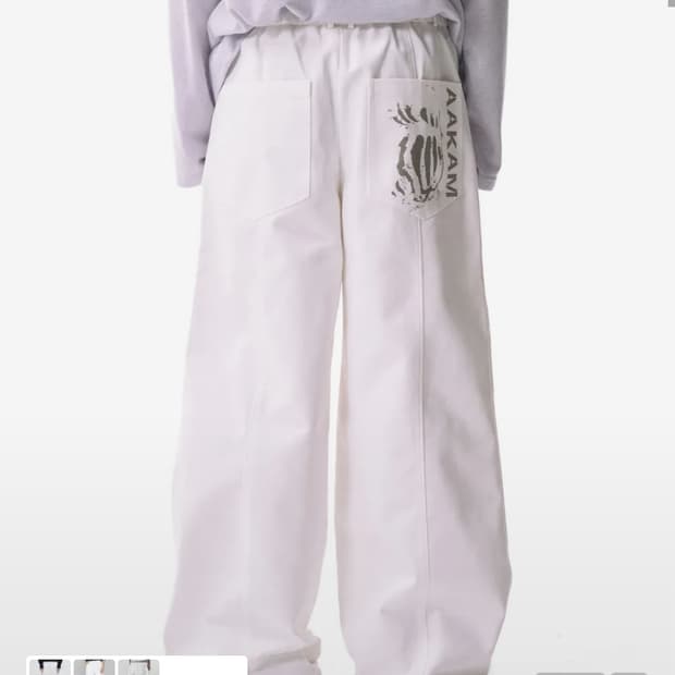 아캄 Knee Pin-tuck Printed Denim pants