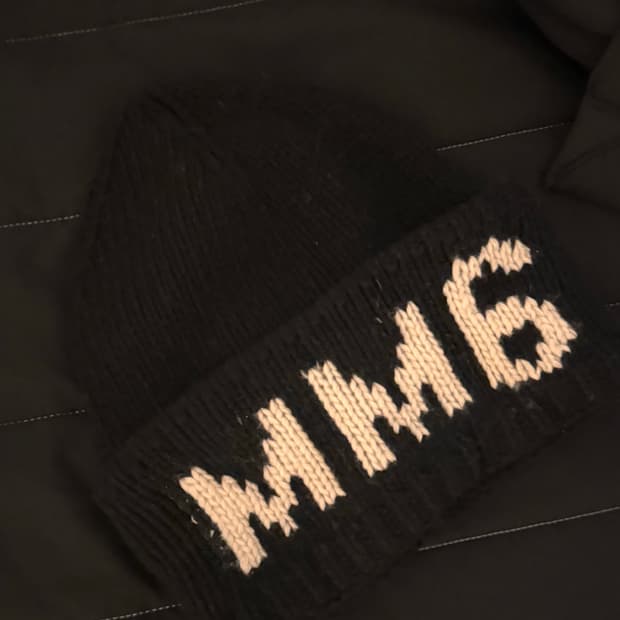 MM6 메종마르지엘라 로고 자카드 울 블렌드 비니
