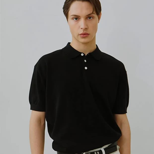 블랙 L) 론트 코튼 칼라 셔츠