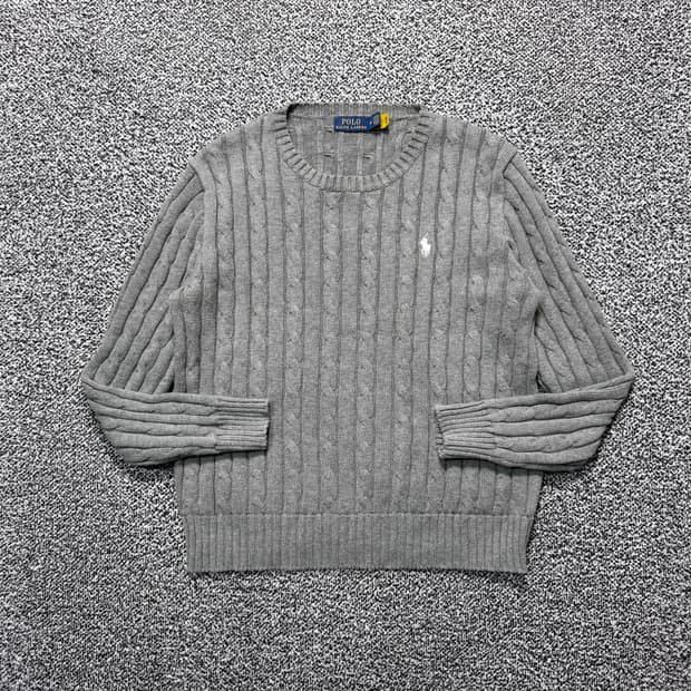 Name : 폴로 랄프로렌 시그니처로고 그레이컬러 꽈배기 니트 :) 