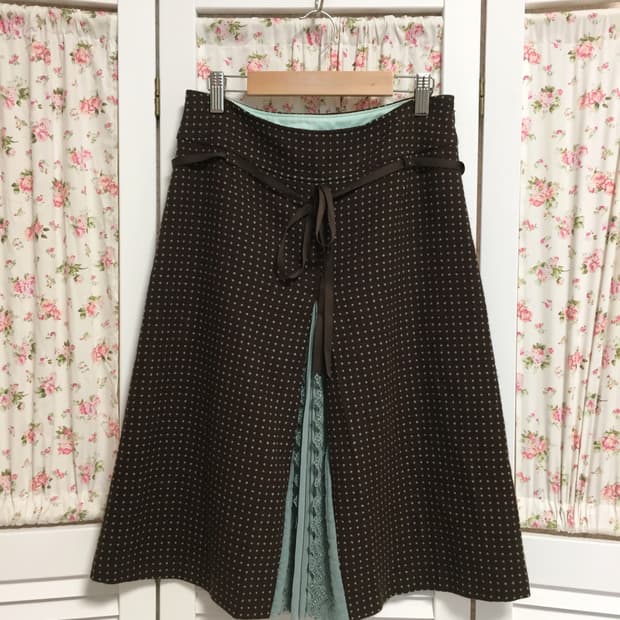 빈티지 모리걸 민트초코 도트 스커트