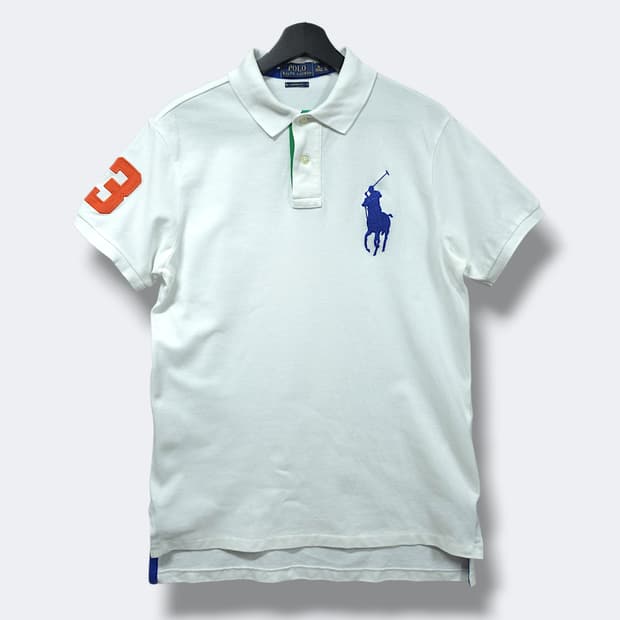 [M] 폴로 화이트 빅포니 블루 No.3 코튼 PK 반팔 카라티셔츠