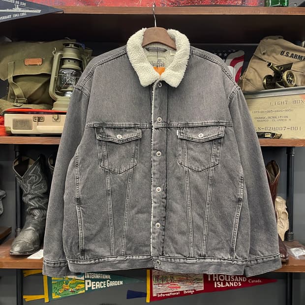 리바이스 실버탭 흑청 쉐르파 데님 트러커 자켓