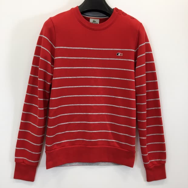 라코스테 패치로고 스트라이프 스웻셔츠 95 블뢰블랑 