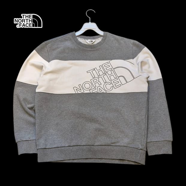 L 노스페이스 그레이 배색 맨투맨 