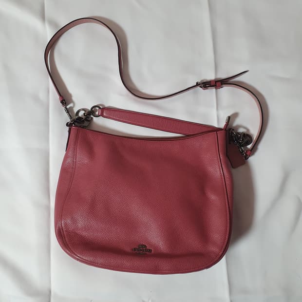 코치 레더 숄더백 크로스백 핑크