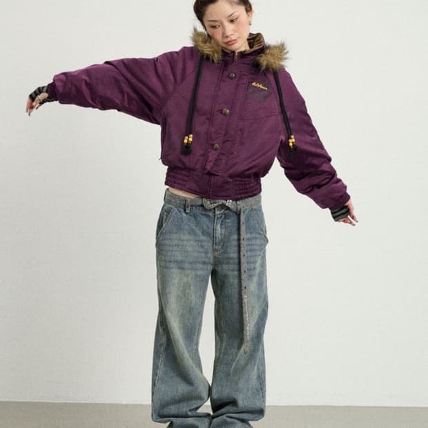 Achihara Winter Muzita 코튼 숏 자켓