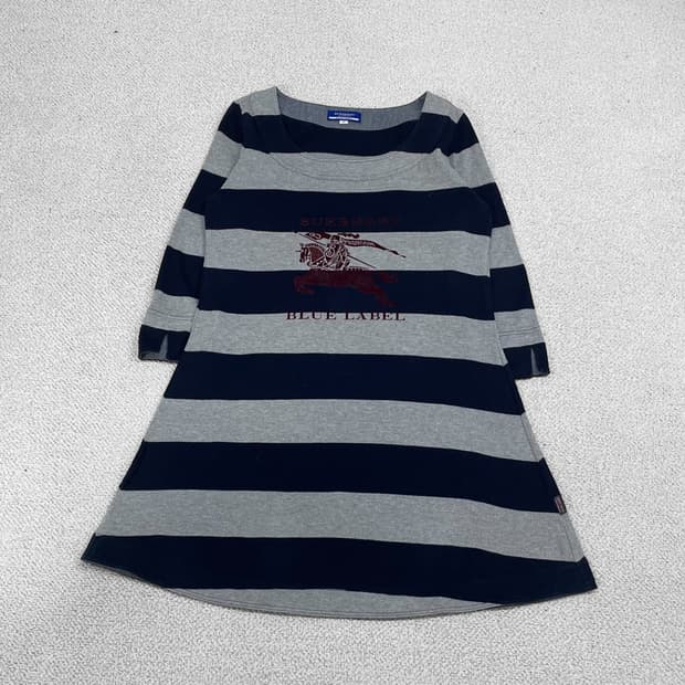 버버리 Burberry 블루라벨 기마 로고 스트라이프 원피스