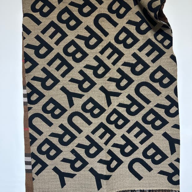 버버리 로고 캐시미어머플러 브라운/블랙 남여공용