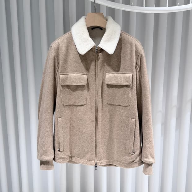 M / 로로피아나 시어링 트리밍 캐시미어 블렌드 셔츠 자켓