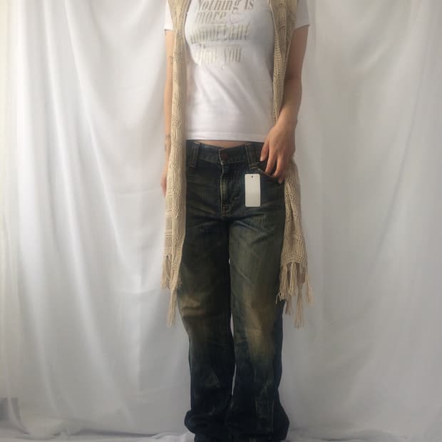 Fringe knit open vest