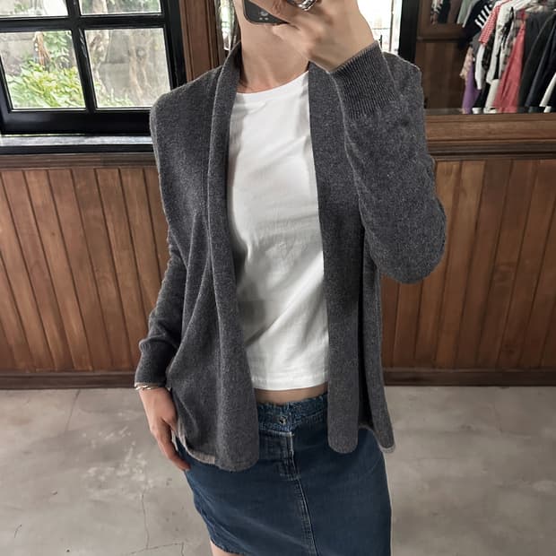 JIL SANDER wool drape cardigan grey