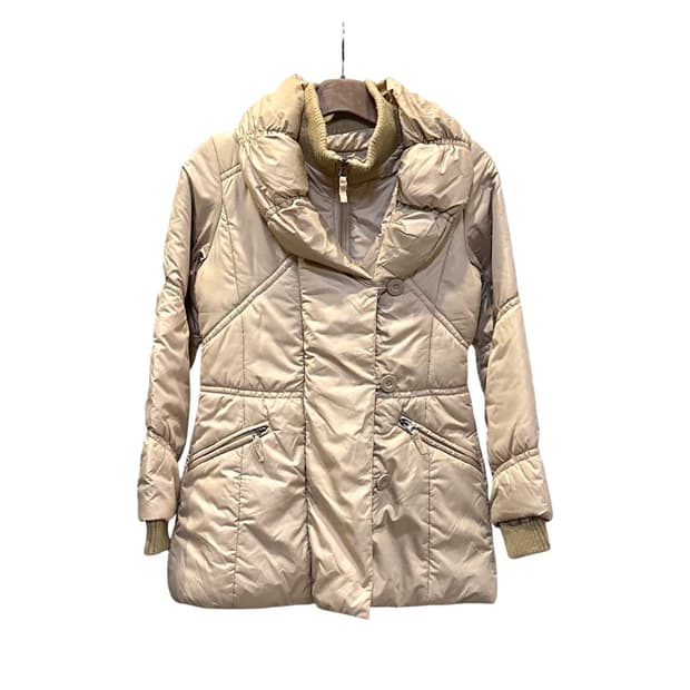 JPN VINTAGE 하프 패딩 숄카라 니트 시보리 투포켓 디테일 베이지