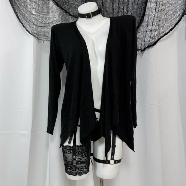 black knit cardigan