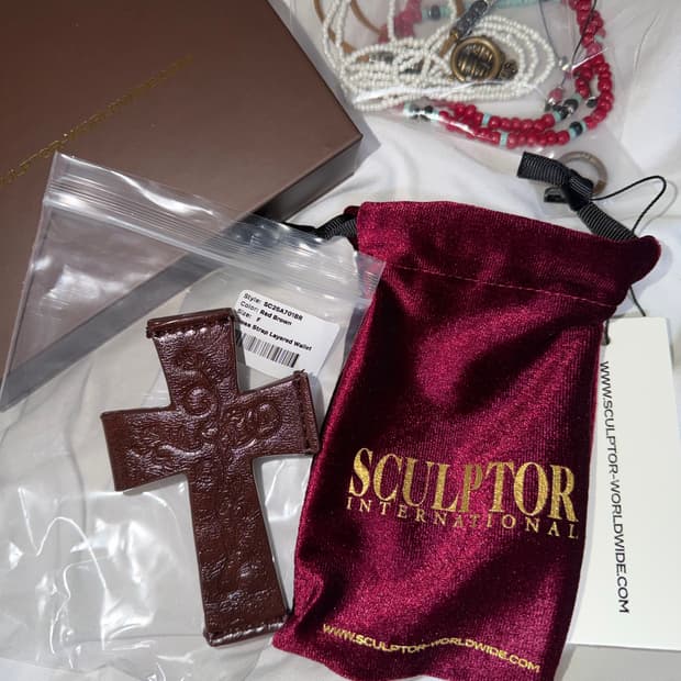 스컬프터Cross Strap Layered Wallet Red Brown