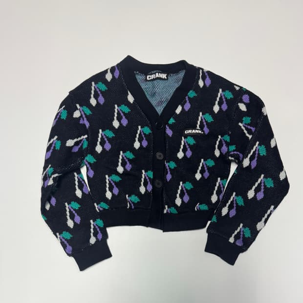 여성 크랭크 CRANK 체리 크롭 가디건