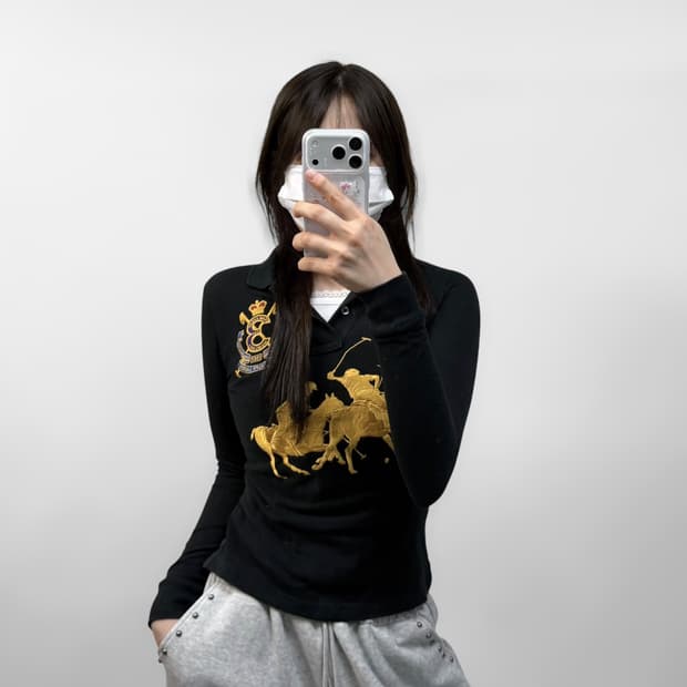 폴로 랄프로렌 빅 포니 자수 카라티 블랙