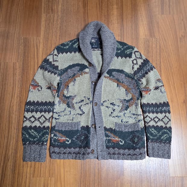 RRL 더블알엘 핸드소운 숄카라 가디건