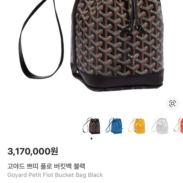 고야드 쁘띠플로 버킷백 블랙