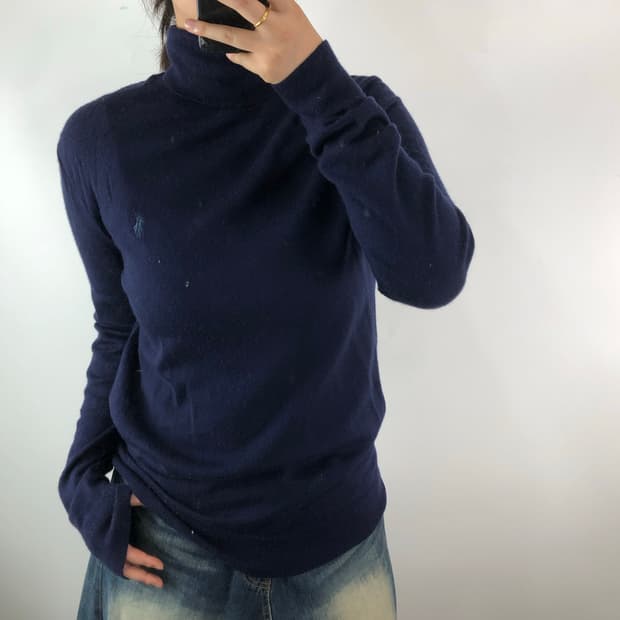 [S] 폴로 네이비 울 터틀넥 니트