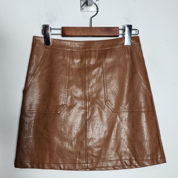 KSD Apparel 브라운 가죽 미니 스커트