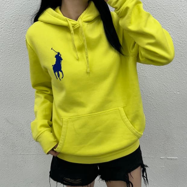 폴로 랄프로렌 네이비포니 옐로우 후드 M