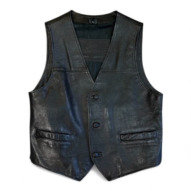 Vintage Black Leather Vest