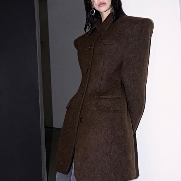 랑거 langer 싱클레어 울 알파카 블렌드 코트 브라운 컬러
