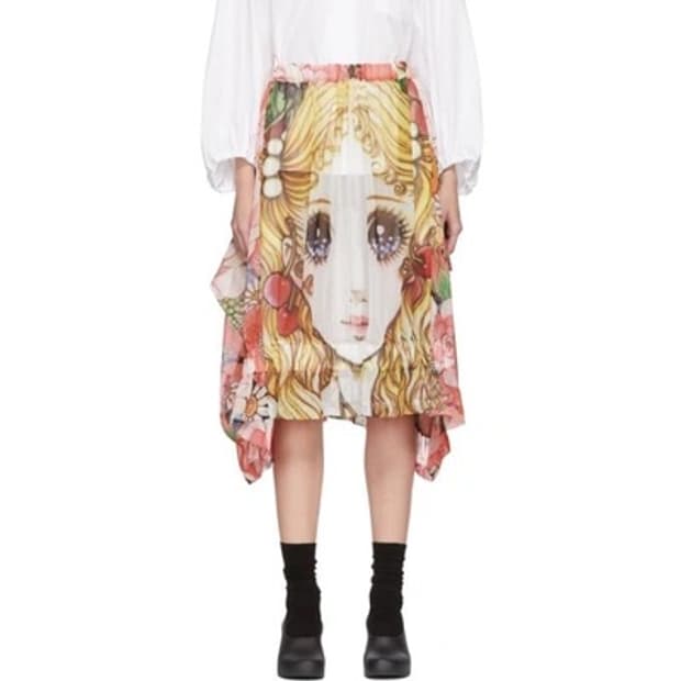 꼼데가르송 애니 걸 프린트 시폰 스커트 (아카이브)