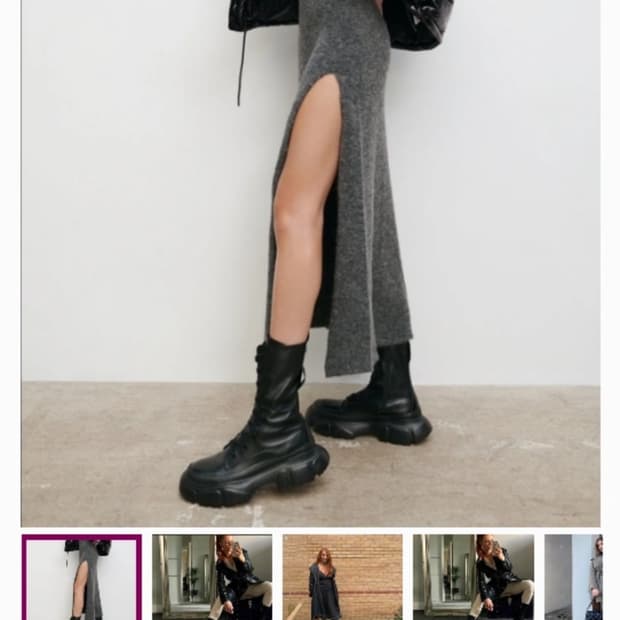 자라 로우힐 러그솔 가죽 부츠