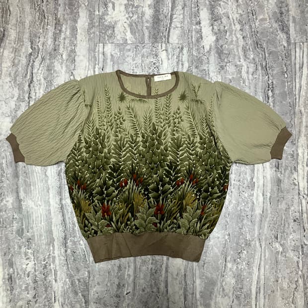 일본빈티지 Sezalan 오리엔탈아메카지 말차녹차숲속공주 반팔블라우스