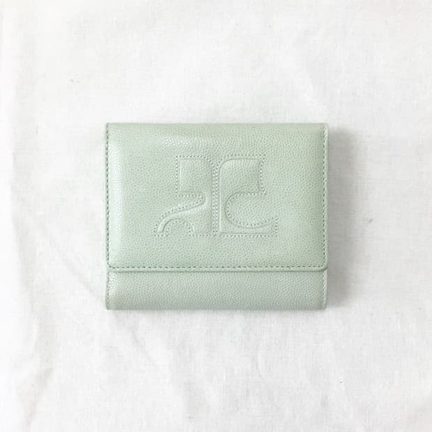 (초희귀,핀터레스트)꾸레쥬 빅로고 캐비어 민트코어지갑/y2k,갸루