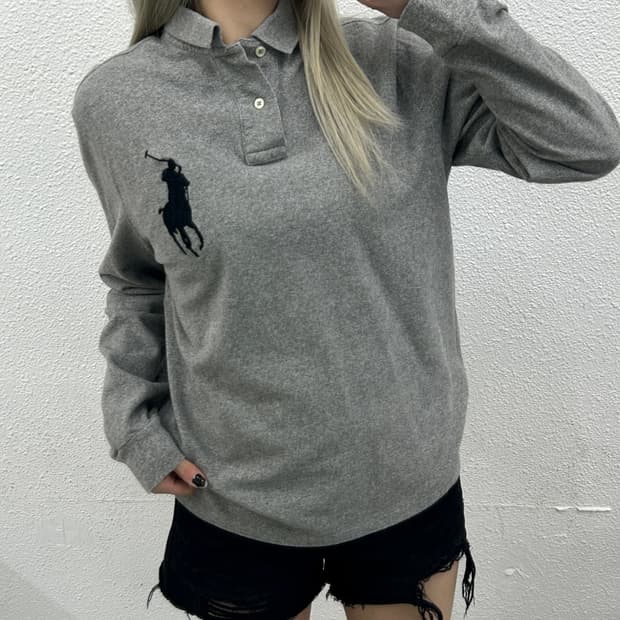 폴로 랄프로렌 블랙 빅포니 그레이 pk티 M