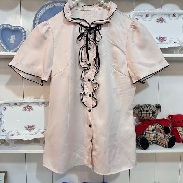 프릴 리본 블라우스